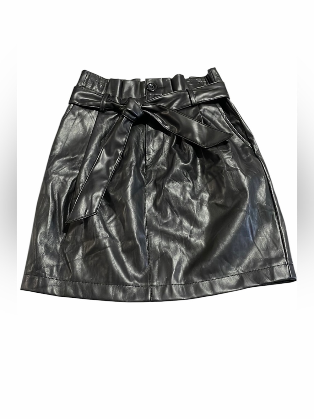 NWT Kendall + Kylie Black Faux Leather Belted Mini Skirt